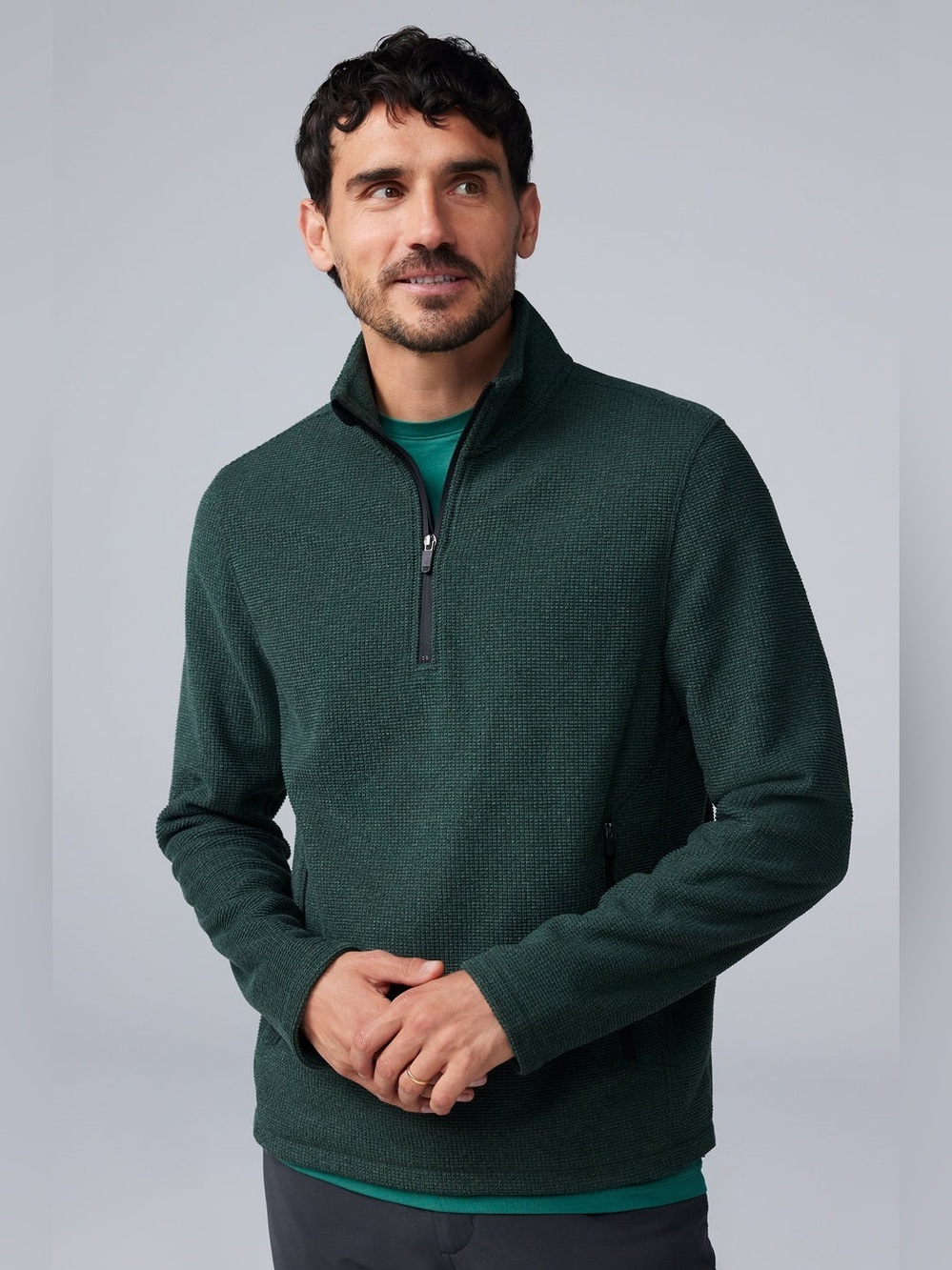 Mack Weldon Latitude Fleece Quarter-Zip Knit Sweater Insulating Quick Dry